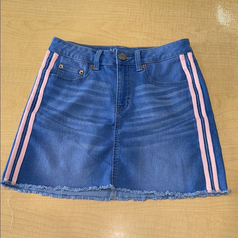 NOBO Blue and White A-Line Mini Skirt